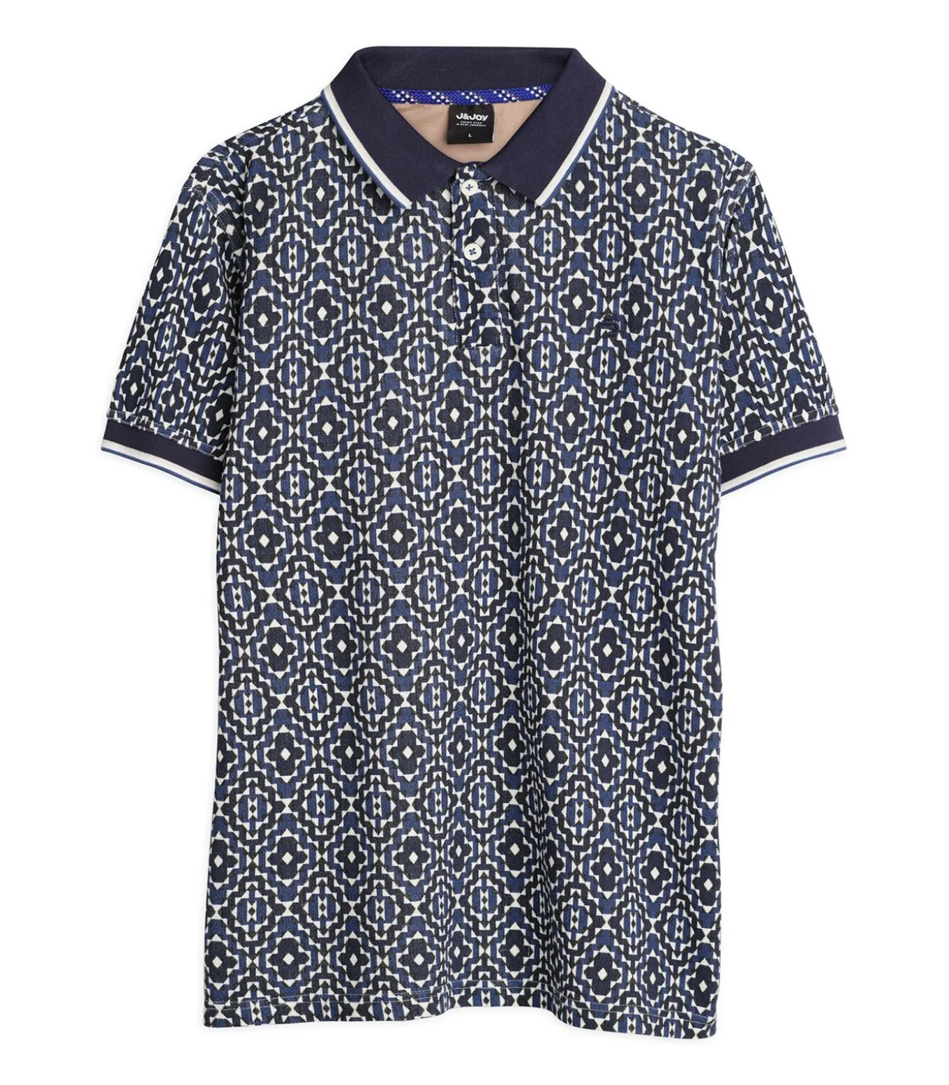 Abstract blauw en wit poloshirt voor heren