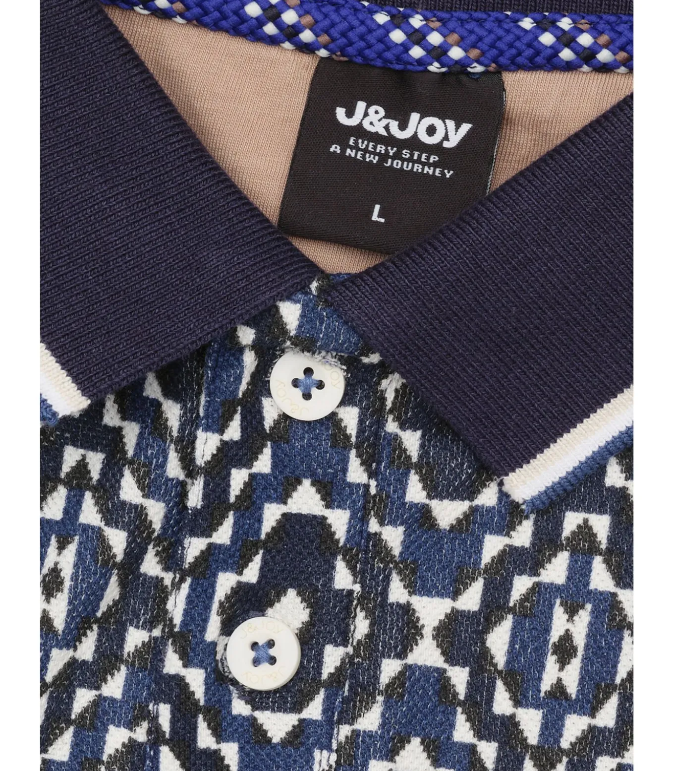 Abstract blauw en wit poloshirt voor heren
