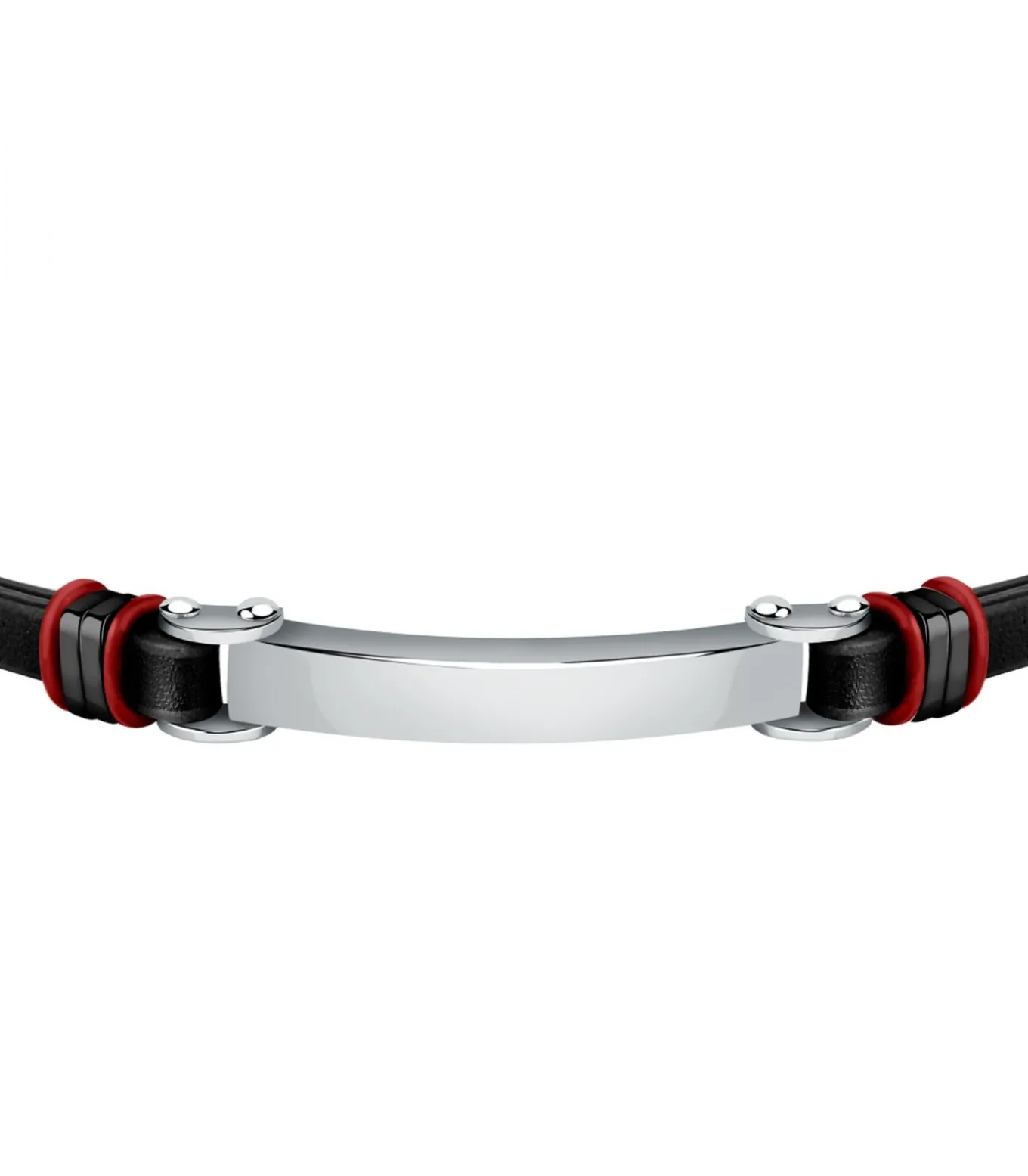 Armband in staal, email, leer, siliconen, zwart Pvd BANDY