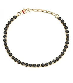 Armband in staal, kristallen, email, IP geel goud TENNIS