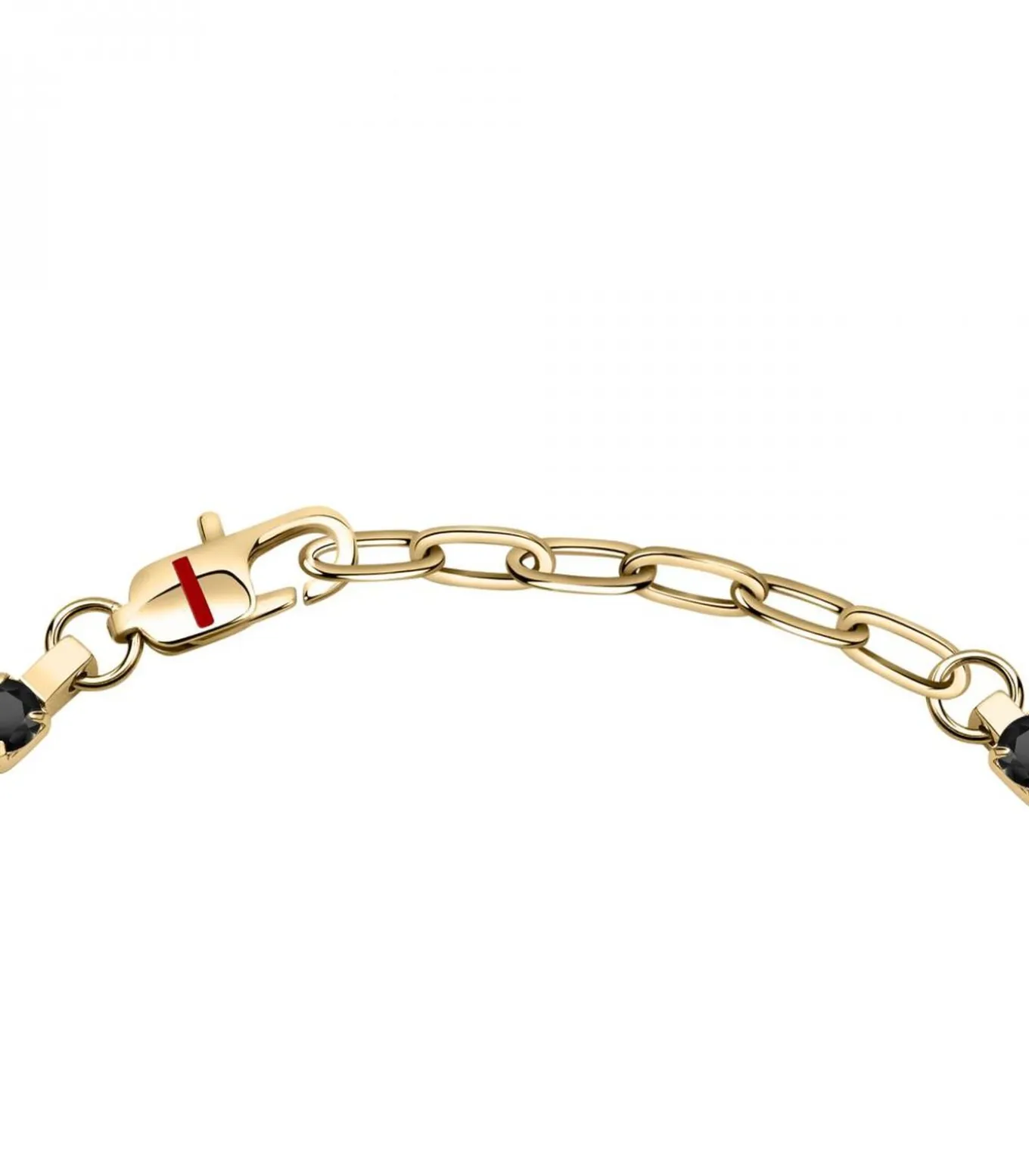 Armband in staal, kristallen, email, IP geel goud TENNIS