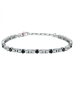 Armband in staal, kristallen, email TENNIS