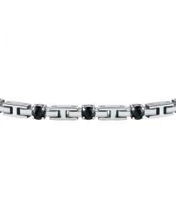 Armband in staal, kristallen, email TENNIS