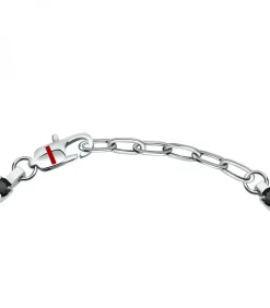 Armband in staal, kristallen, email TENNIS