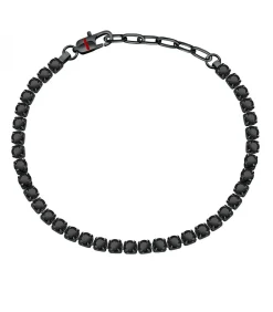 Armband in staal, kristallen, email, IP zwart TENNIS