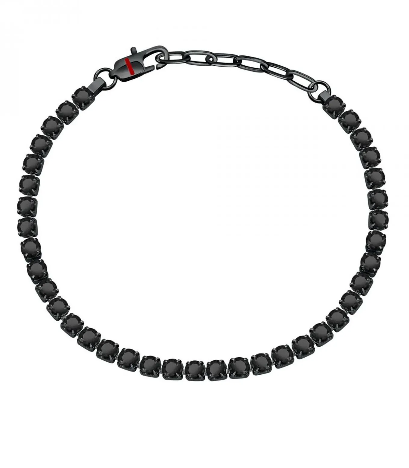 Armband in staal, kristallen, email, IP zwart TENNIS
