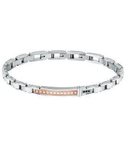 Armband in staal, kristallen, email, roze goud pvd PREMIUM