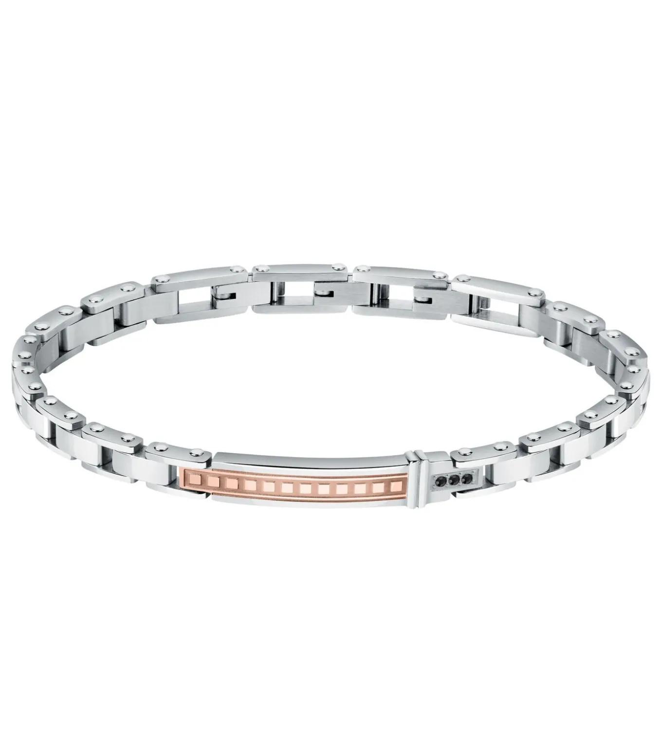 Armband in staal, kristallen, email, roze goud pvd PREMIUM