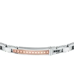 Armband in staal, kristallen, email, roze goud pvd PREMIUM