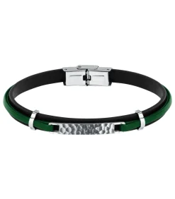 Armband in staal, leer, emaille BANDY