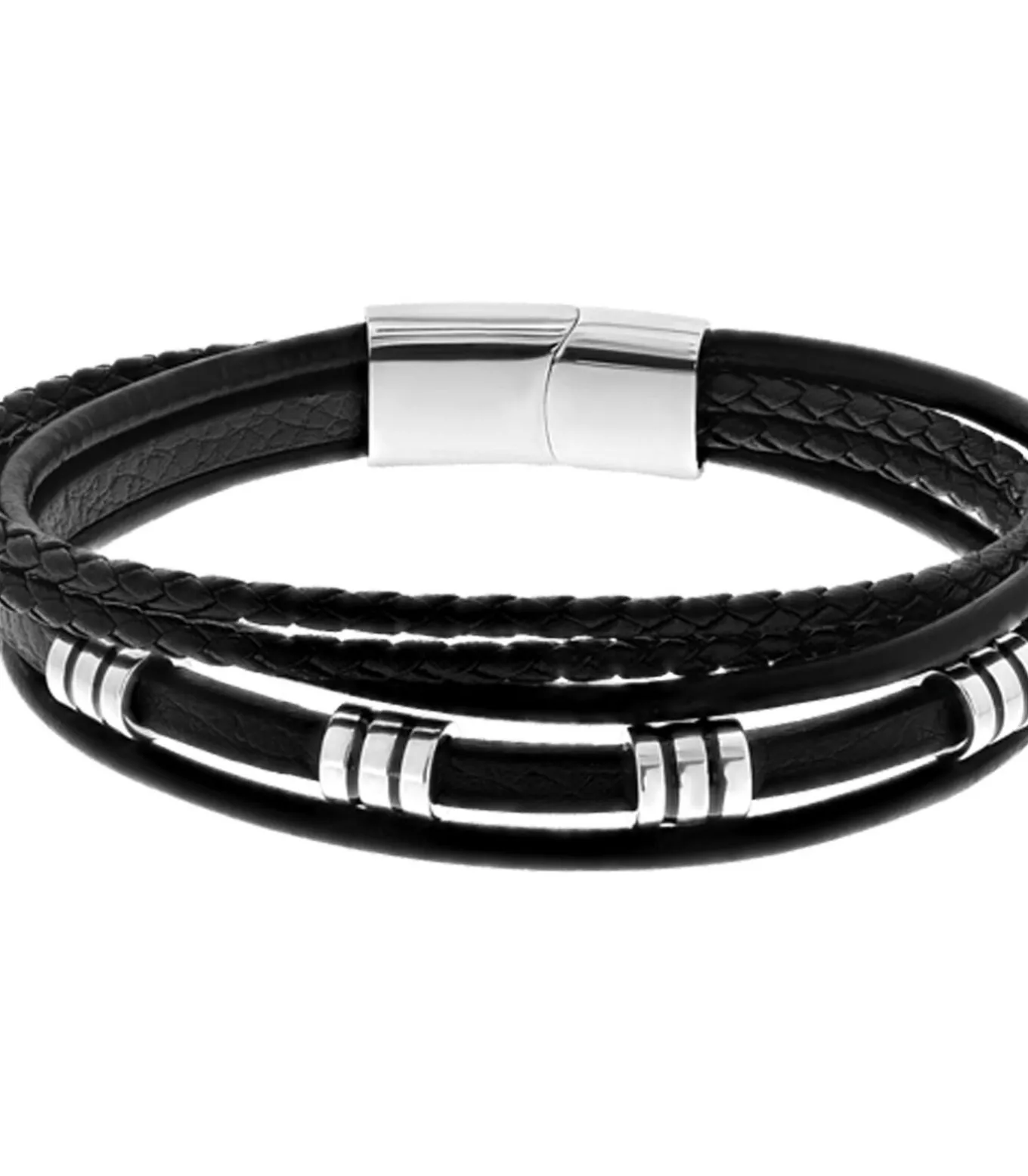 Armband Leer - zilverkleurig