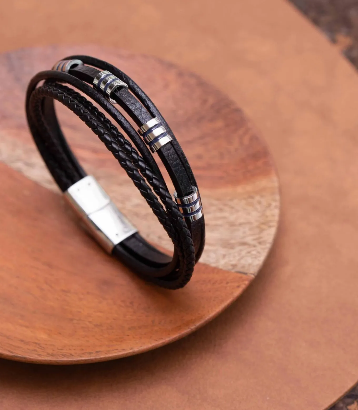 Armband Leer - zilverkleurig