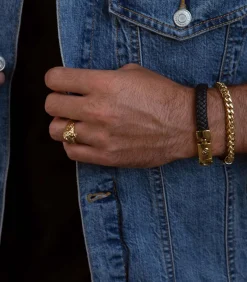 Armband Leer goudkleurig