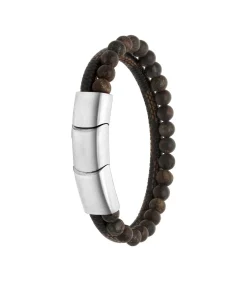 Armband Leer zilverkleurig