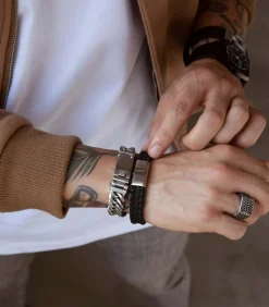 Armband Leer zilverkleurig