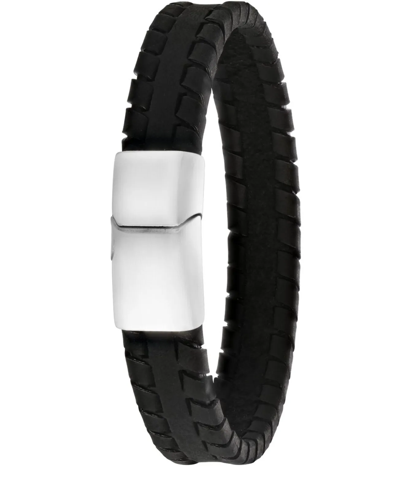 Armband Leer zilverkleurig