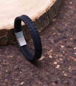 Armband Leer zilverkleurig