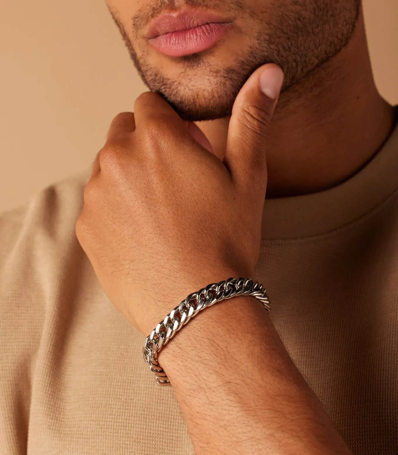 Armband Leer zilverkleurig