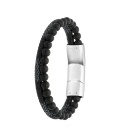 Armband Leer zilverkleurig