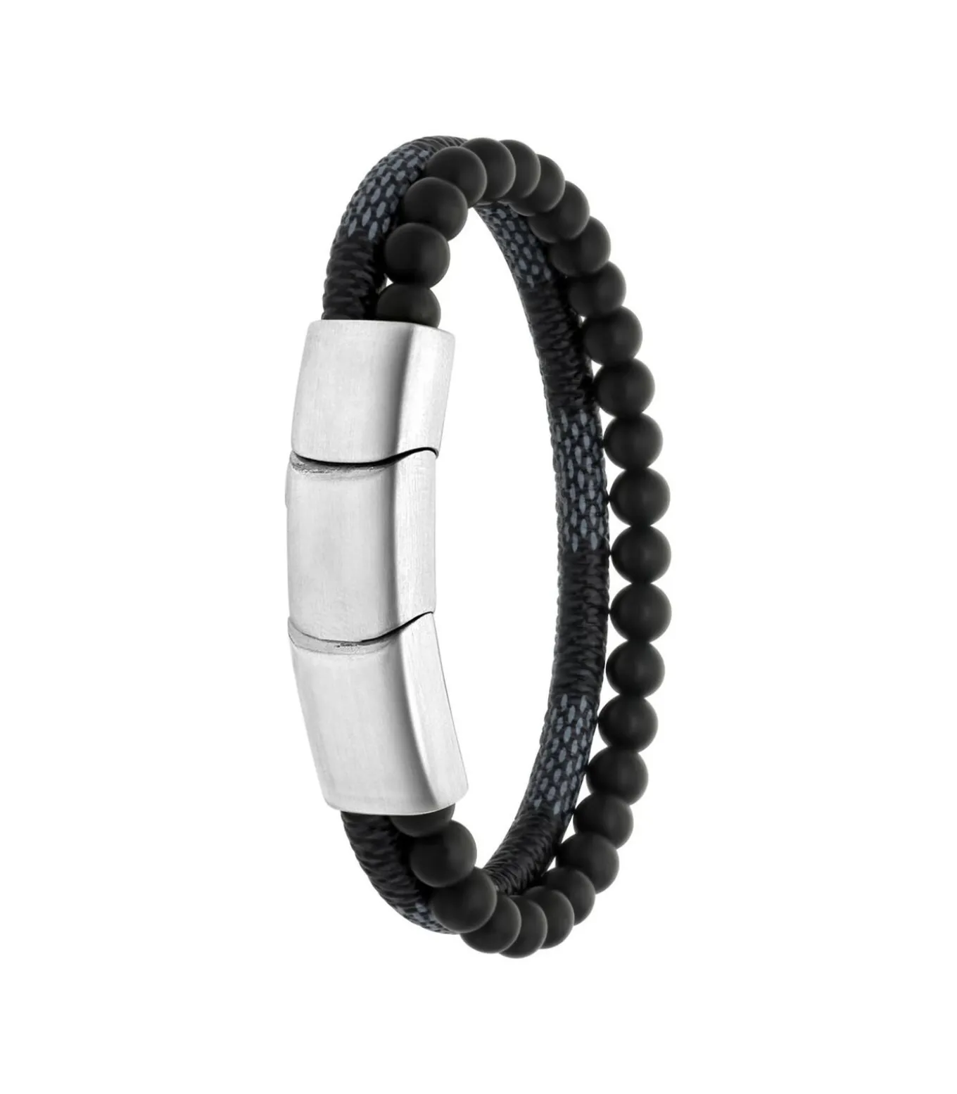 Armband Leer zilverkleurig