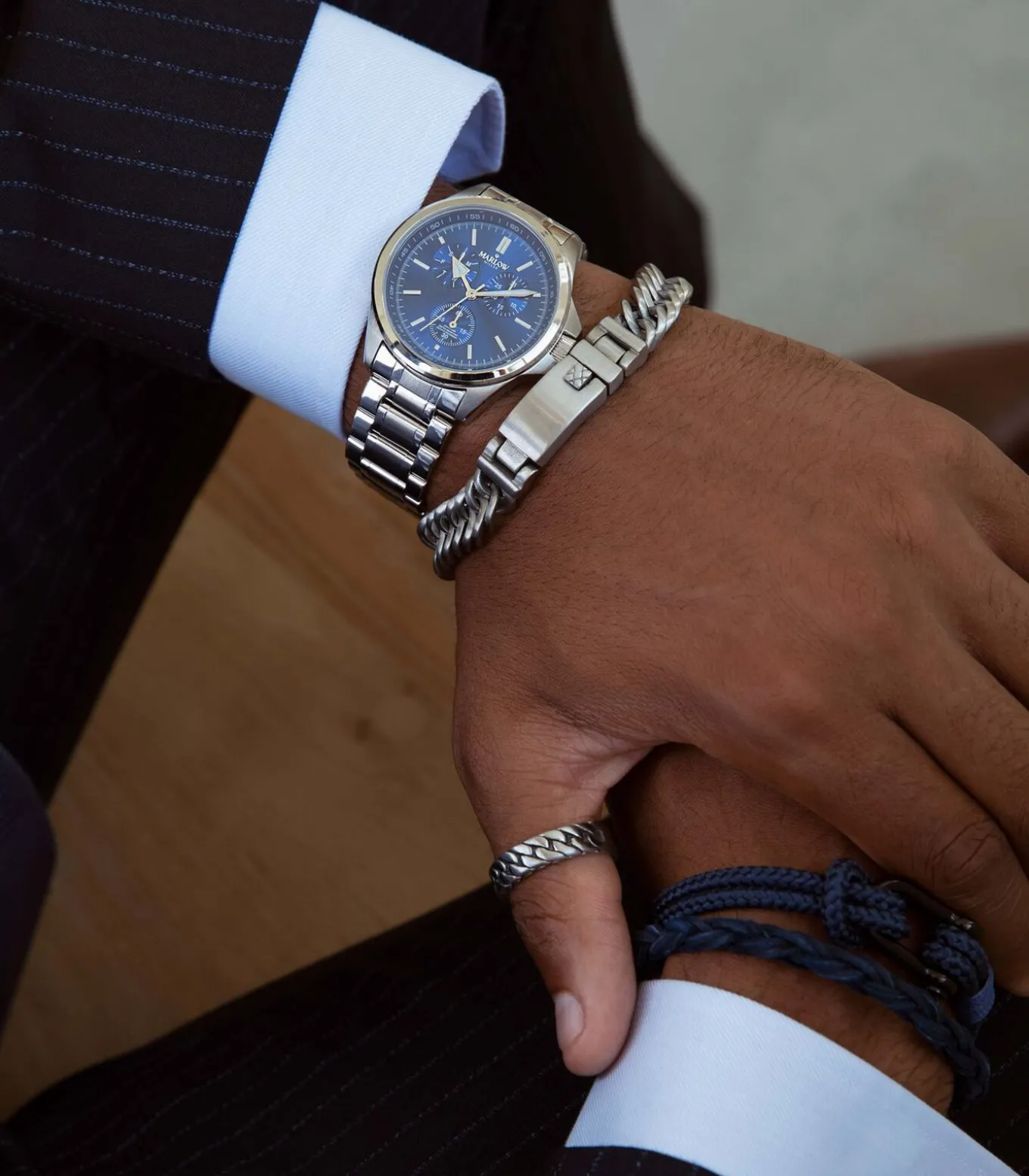 Armband Leer zilverkleurig