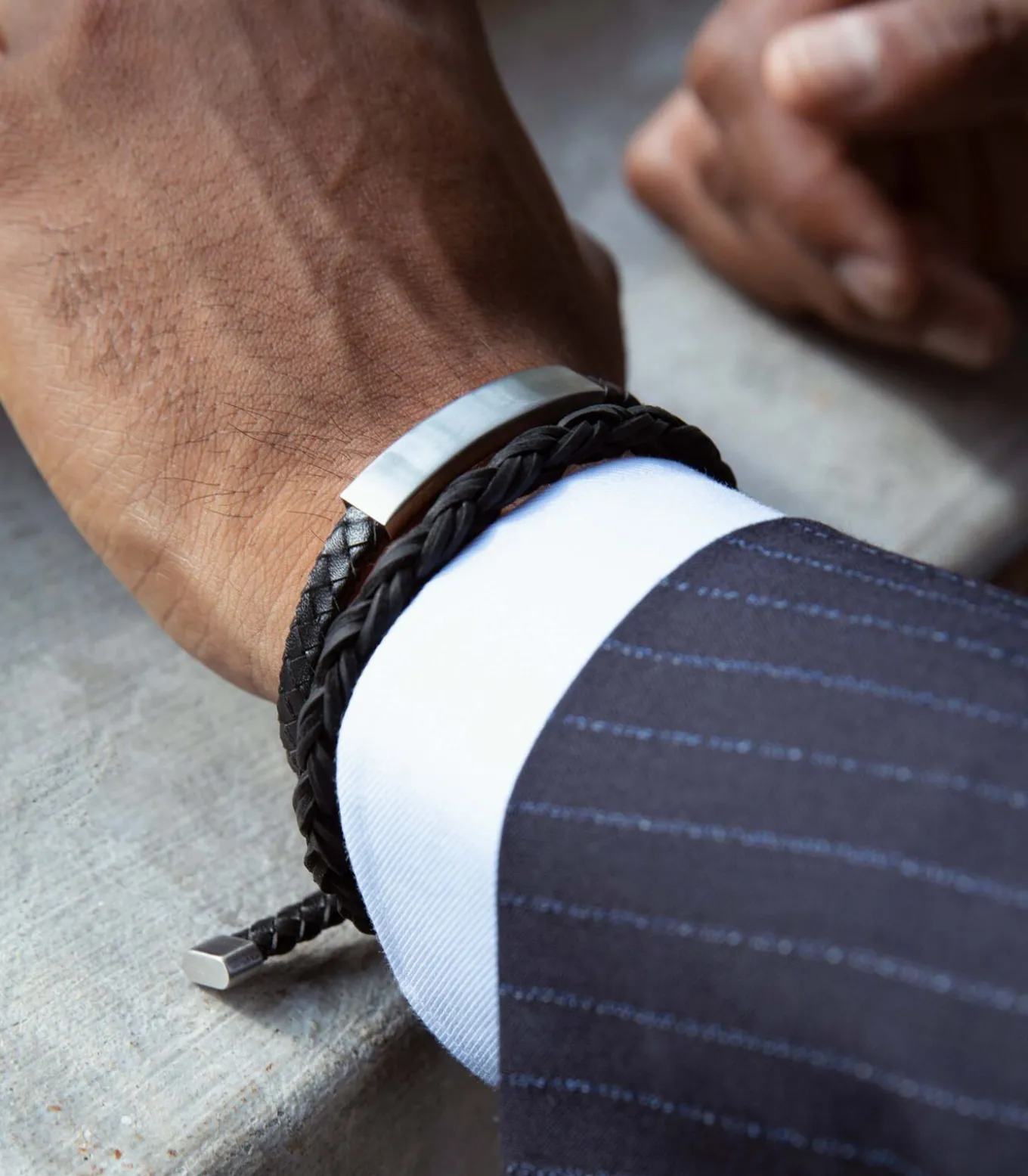 Armband Leer zilverkleurig