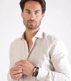 Armband Leer zilverkleurig