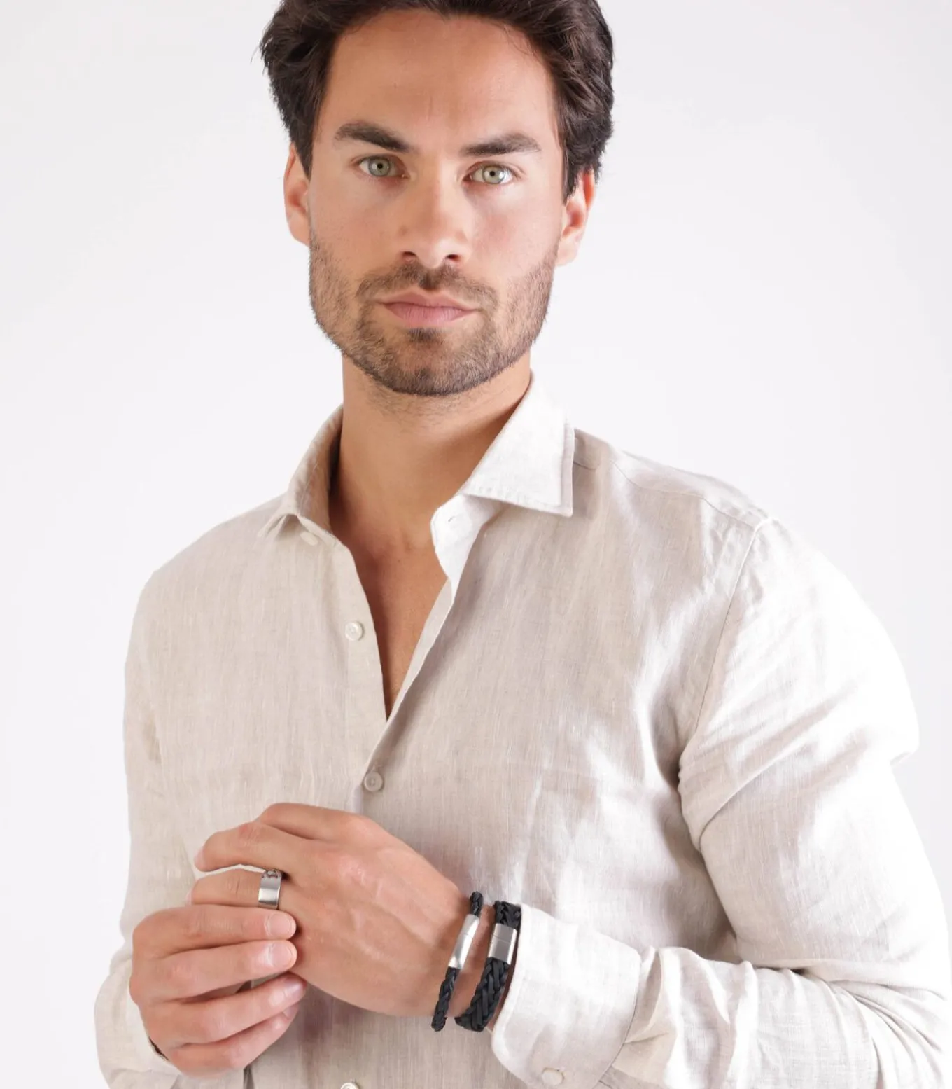 Armband Leer zilverkleurig