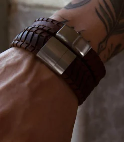 Armband Leer zilverkleurig