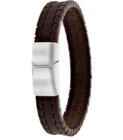 Armband Leer zilverkleurig