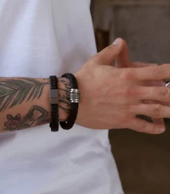 Armband Leer zilverkleurig