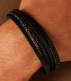 Armband Leer zwart