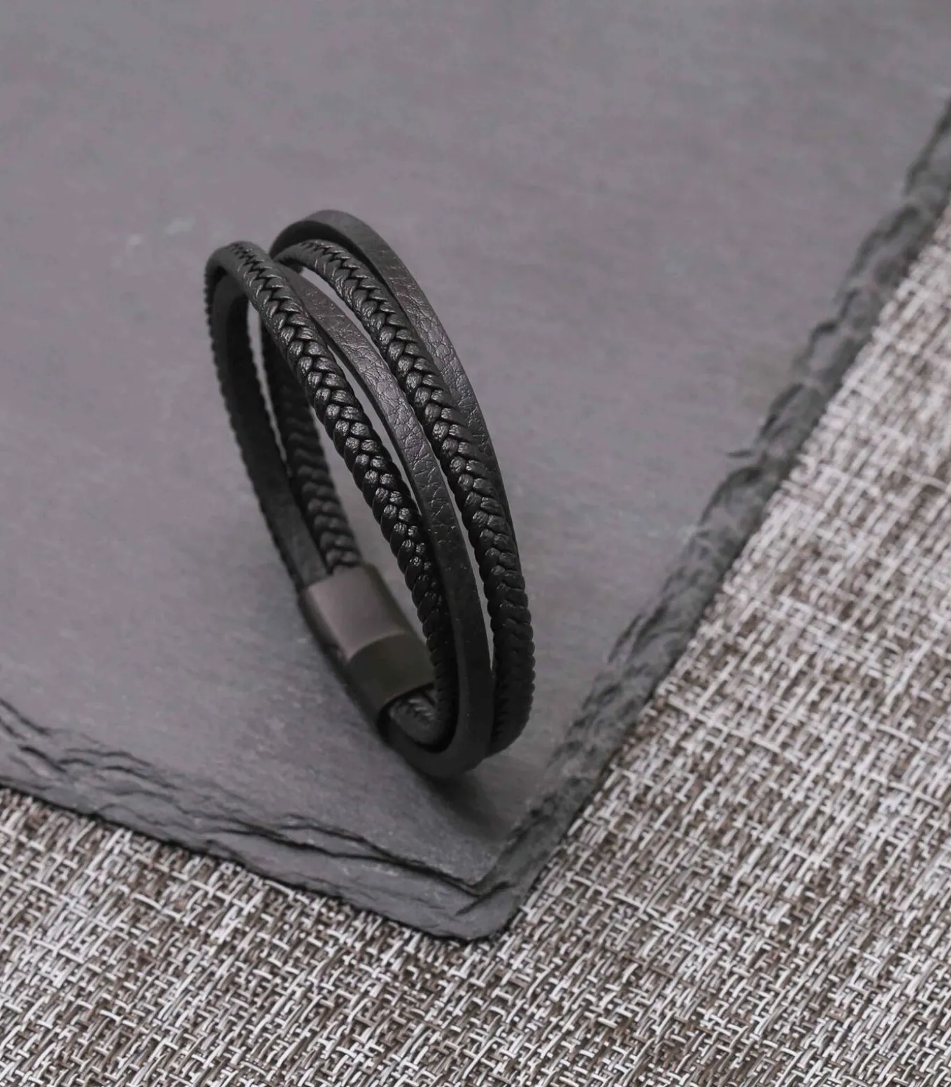 Armband Leer zwart