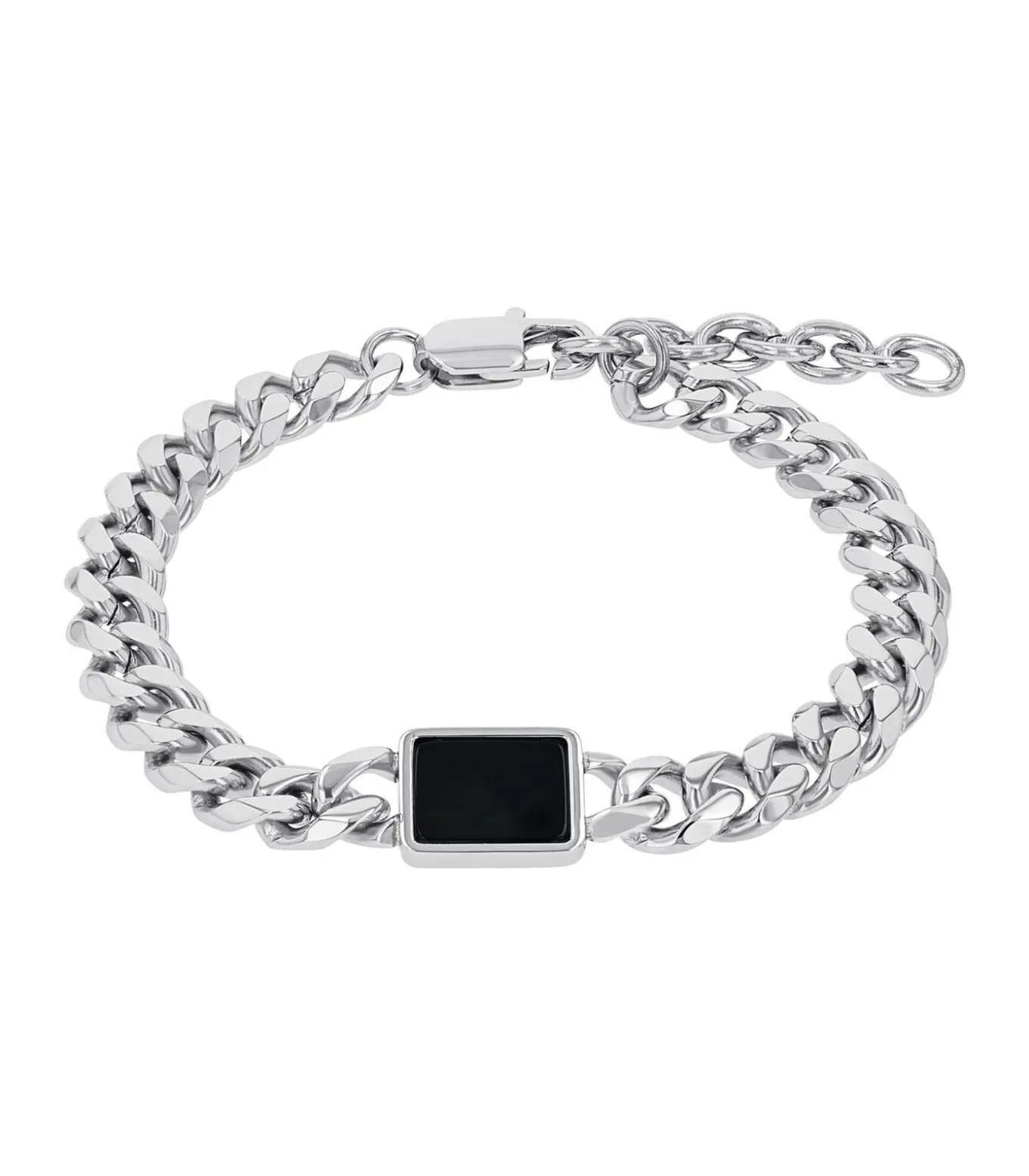 Armband voor mannen, roestvrij staal, agaat