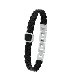 Armband voor mannen, roestvrij staal, lijnsteen