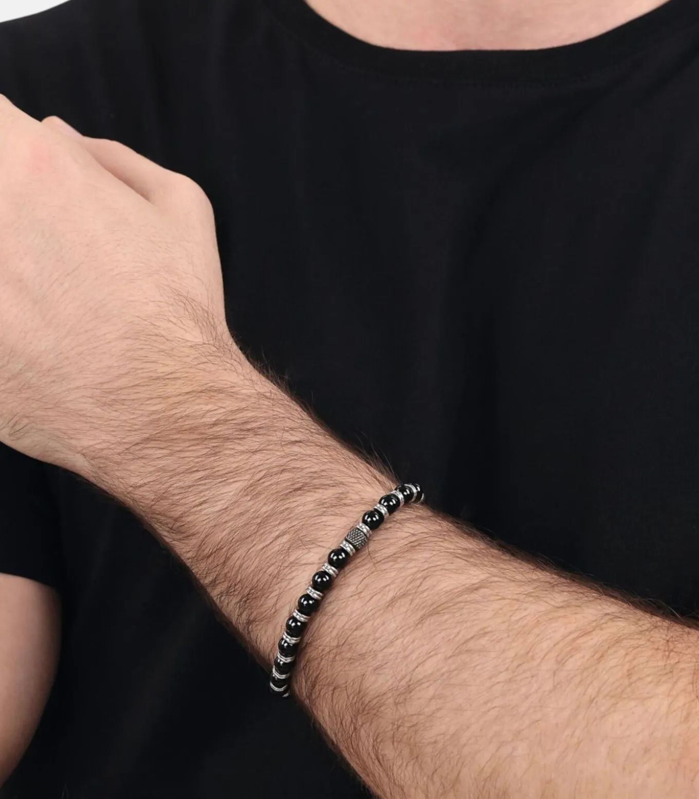 Armband voor mannen, roestvrij staal, agaat
