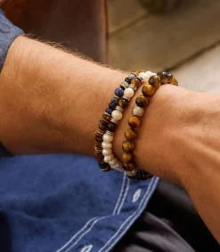 Armband voor mannen, roestvrij staal, tijgeroog