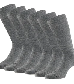Badstof zool - Merinowollen Sokken - 6 paar - Grey Melange