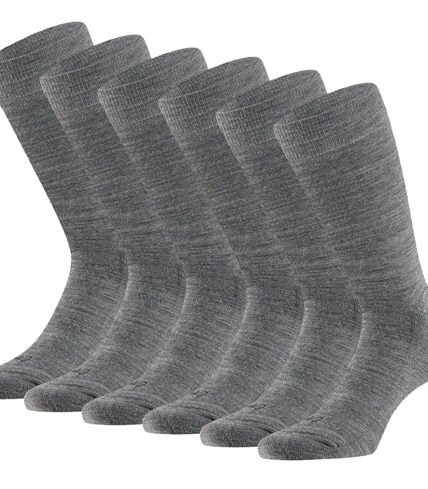 Badstof zool - Merinowollen Sokken - 6 paar - Grey Melange