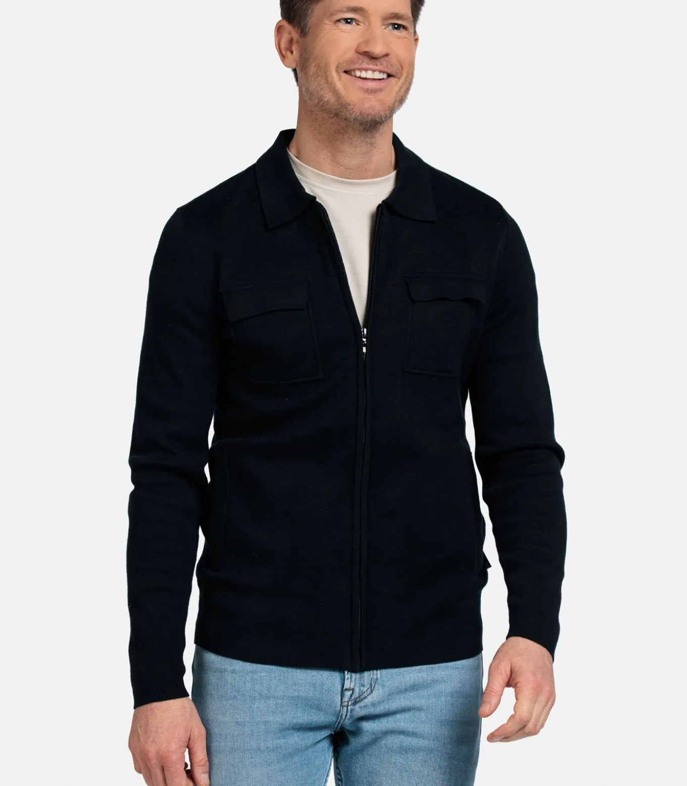 Baileys Gebreid Vest met Rits – Navy