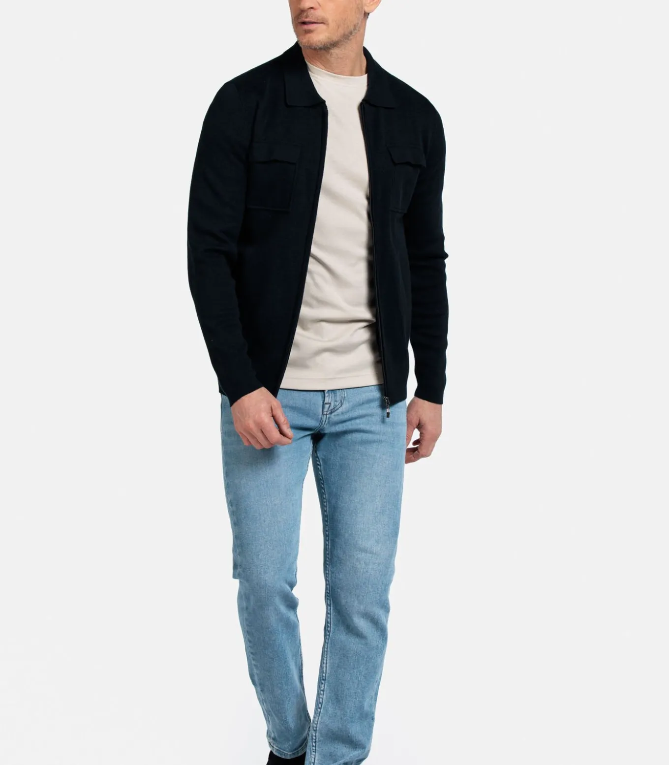 Baileys Gebreid Vest met Rits – Navy