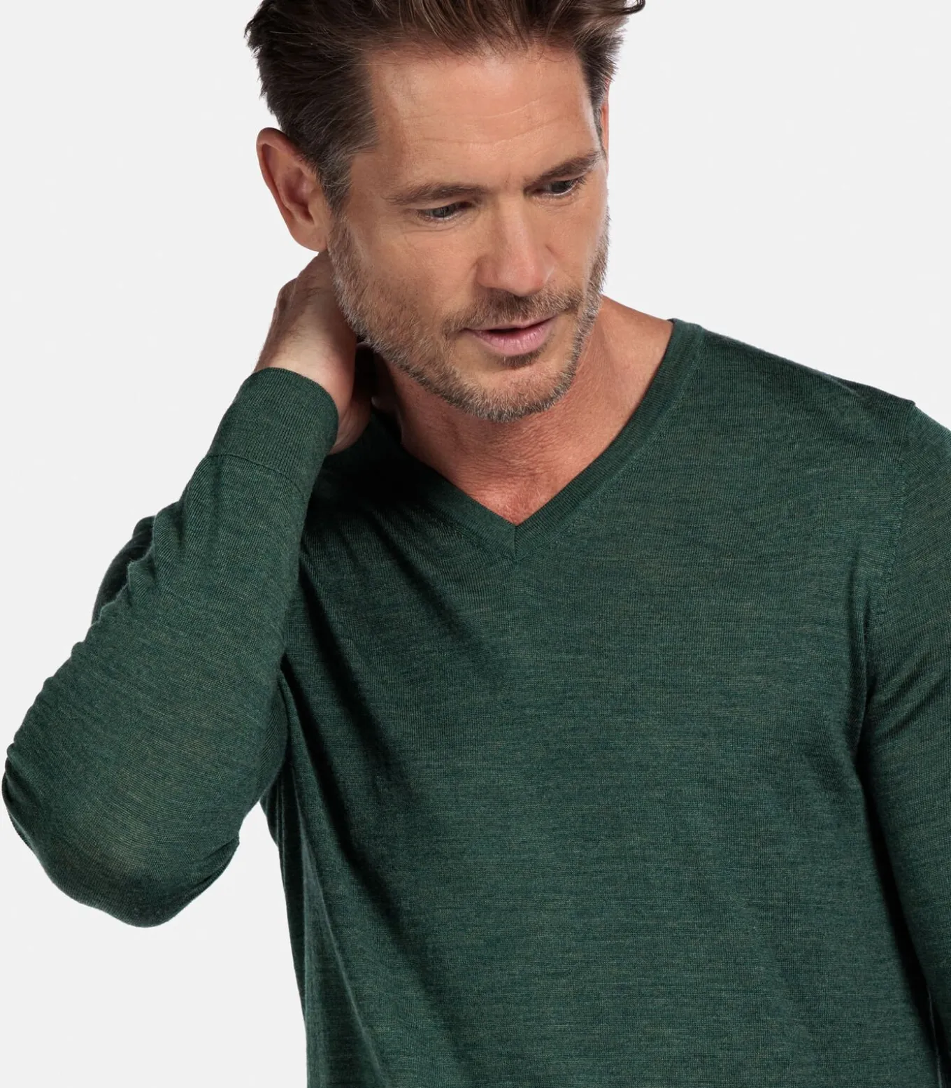 Baileys Merino Wol V-hals Trui – Donkergroen