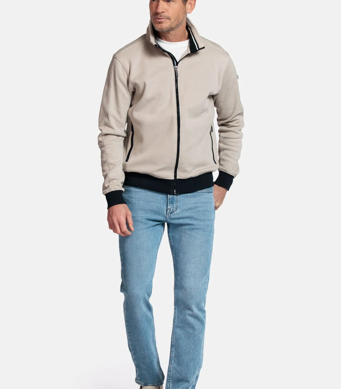 Baileys Sweatvest met Rits – Beige