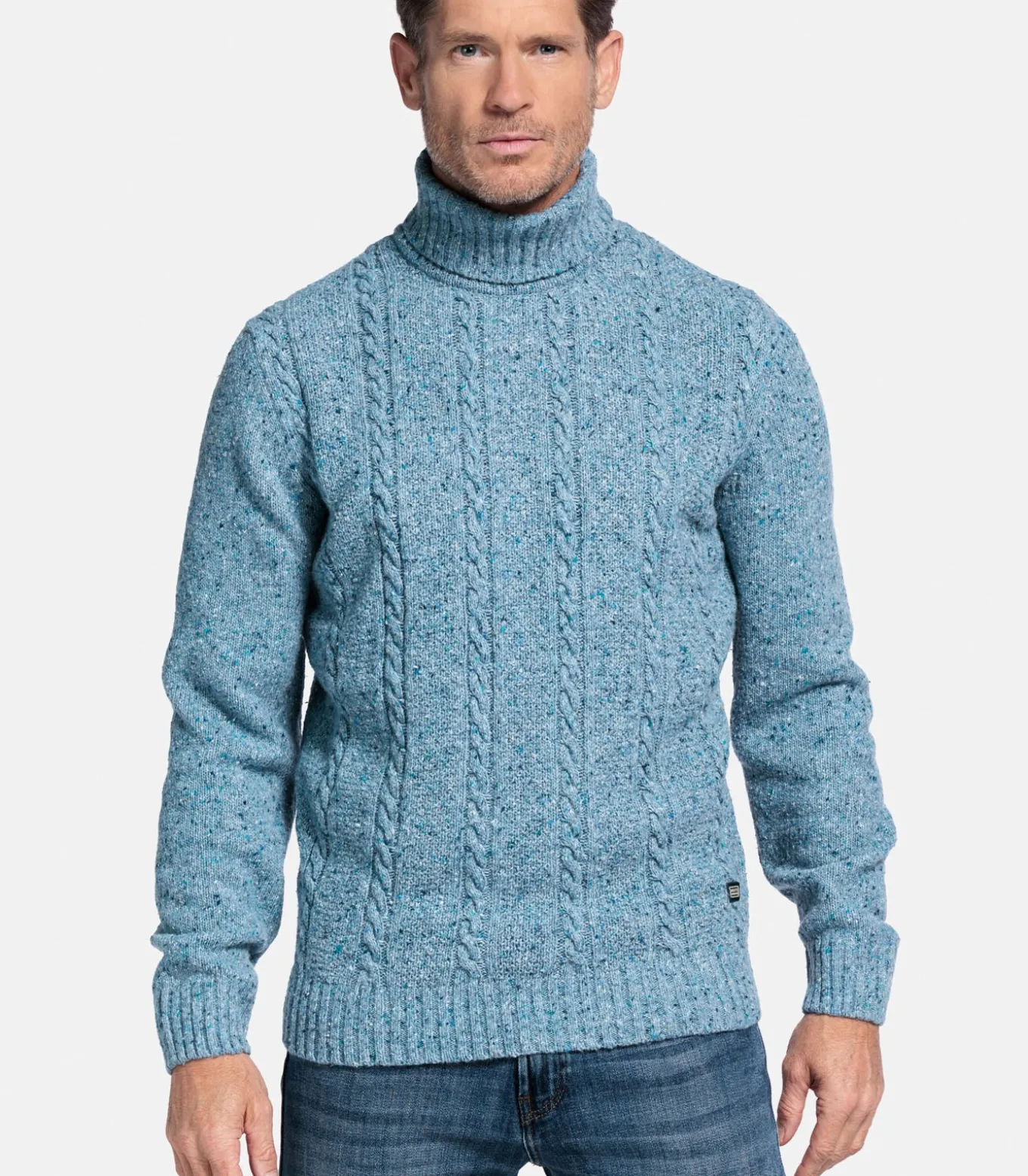 Baileys Wolmix coltrui met kabelstructuur - Sky Blue