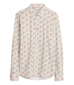 Beige herenoverhemd met bloemen