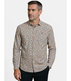 Beige herenoverhemd met bloemen