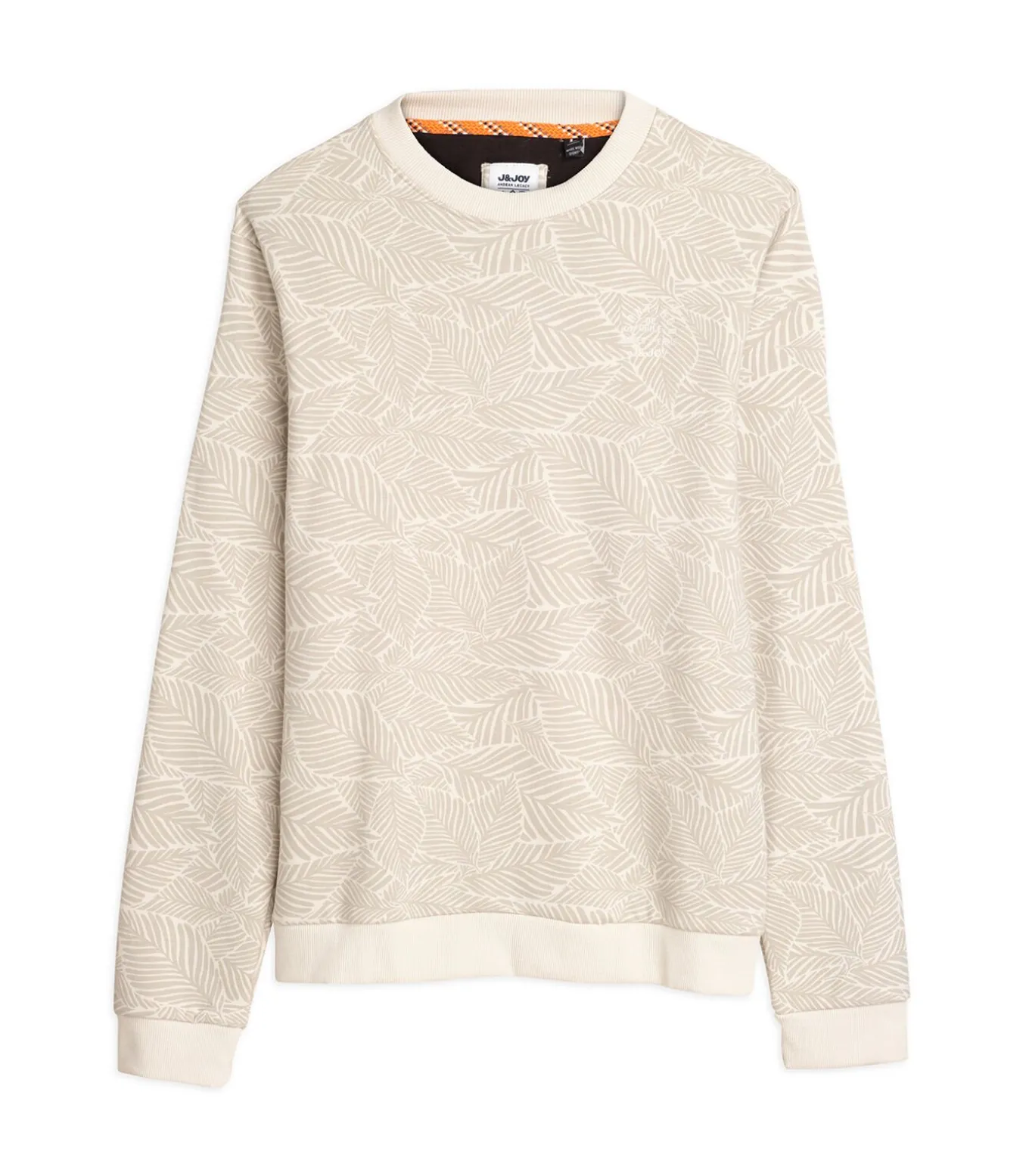 Beige herensweater met opstaande kraag en kangoeroezak