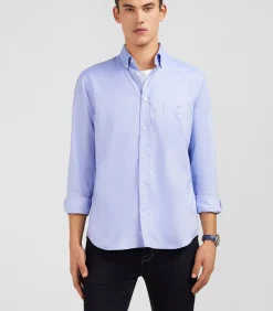 Blauw katoenen shirt