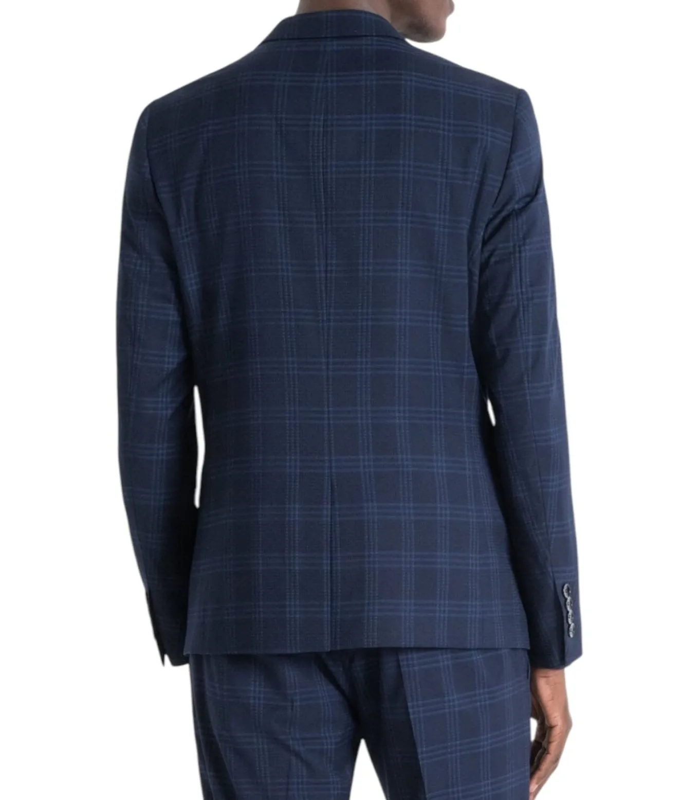 Blauw Slim Fit Bonnie Jas Met Viscosemengsel Geruit P...