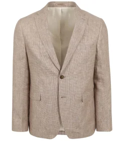 Blazer Pepita Linnen Beige